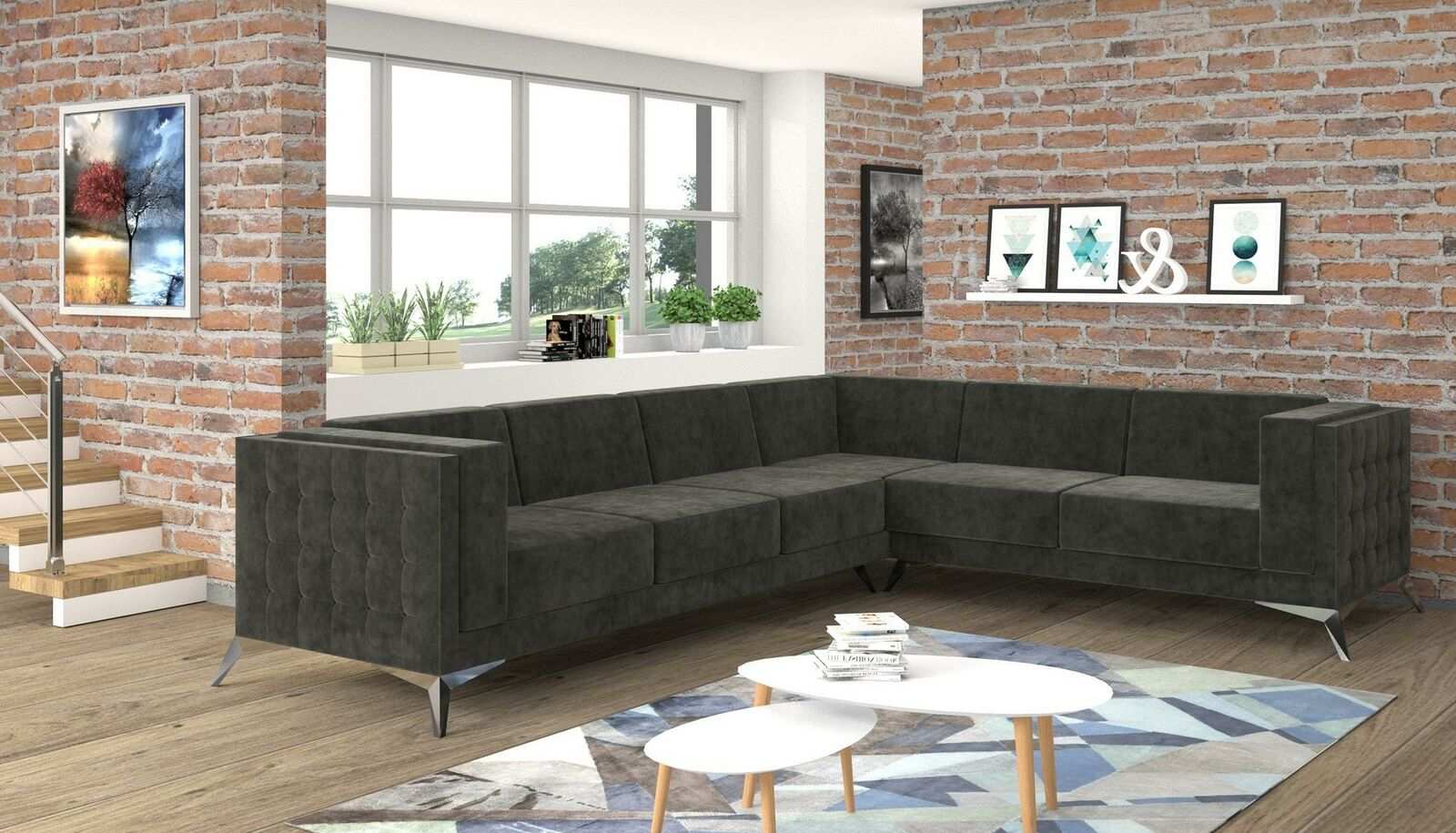 Design Esk Corner Sofa L Shape Modern Sofas Fabric Sofa Couch Living Landscape Sofa Seat