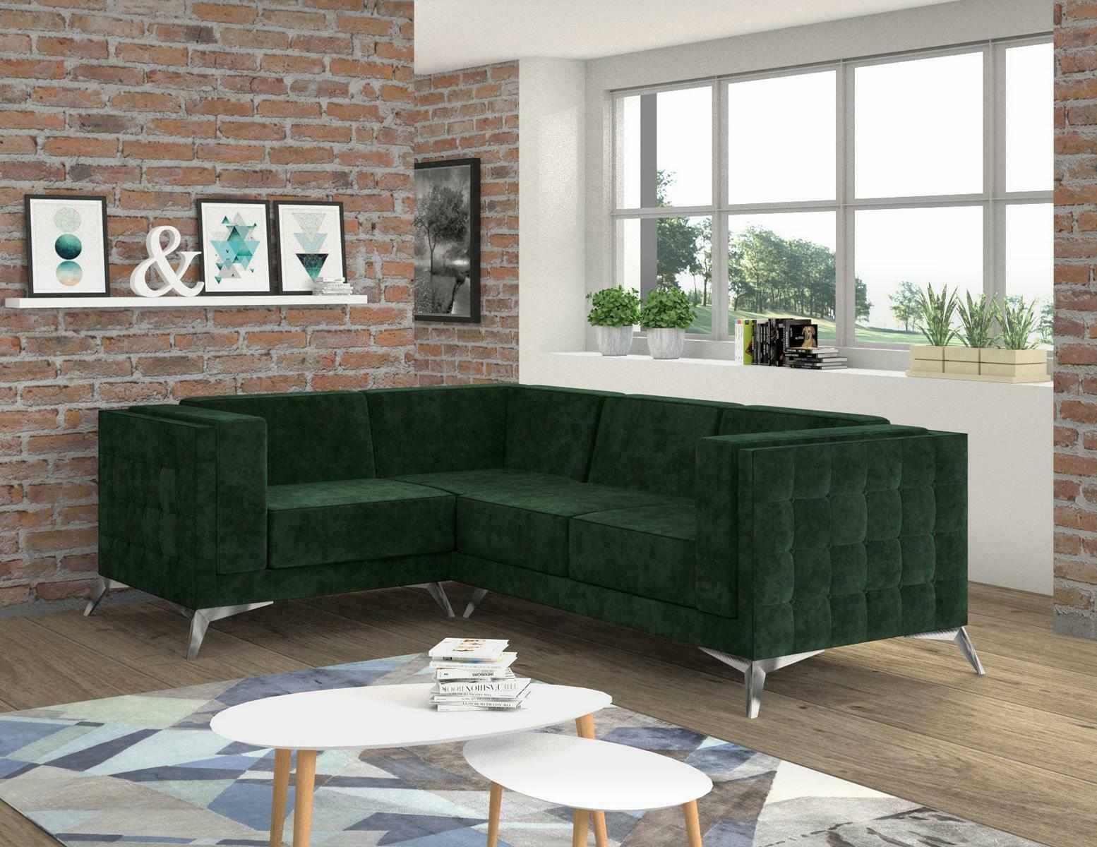 Corner Sofa L Shape Sofa Couch Design Couches Upholstery Textile Modern Corner Set Green