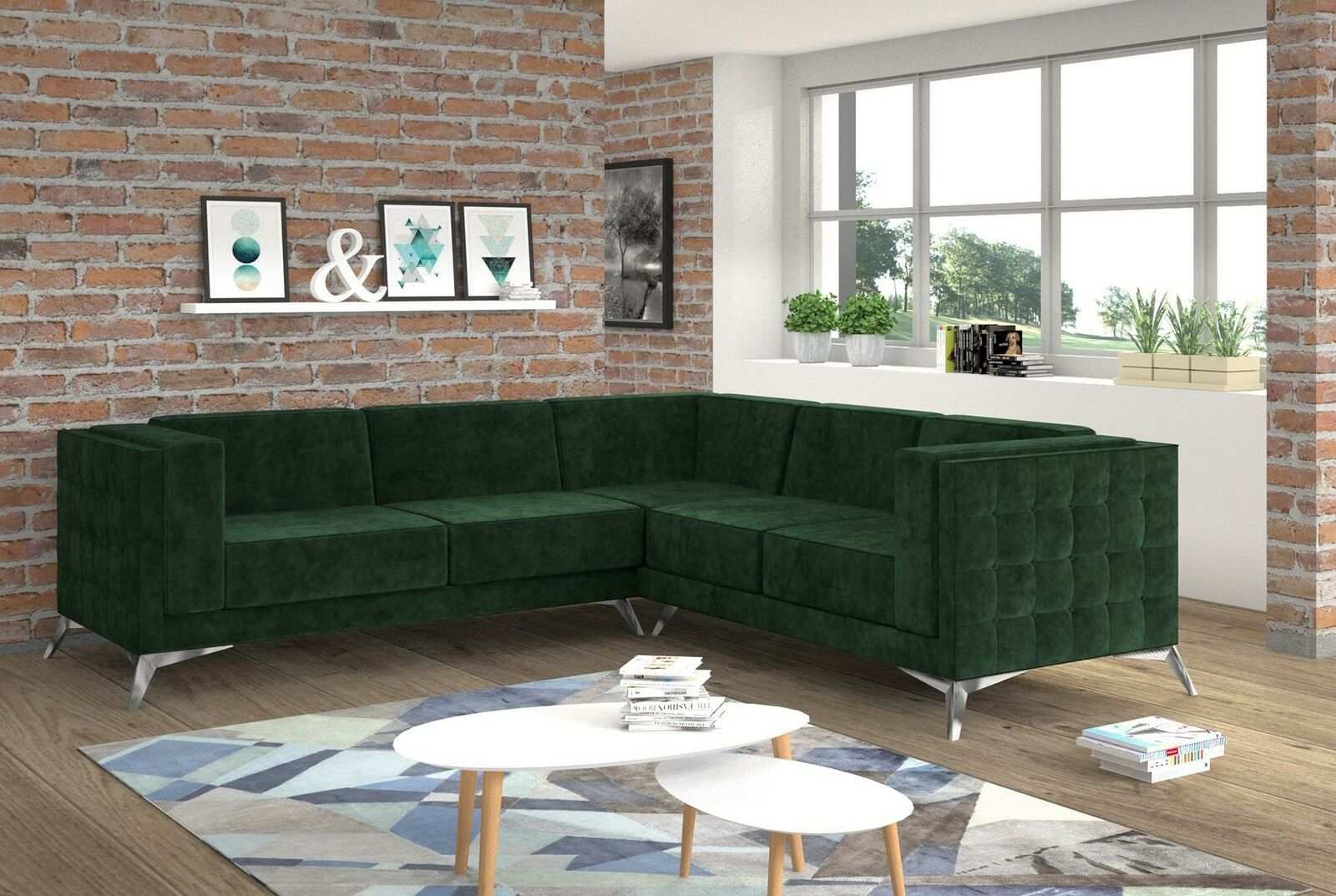 Sofa L Shape Chesterfield Couch Living Room Set Design Classic Corner Sofa