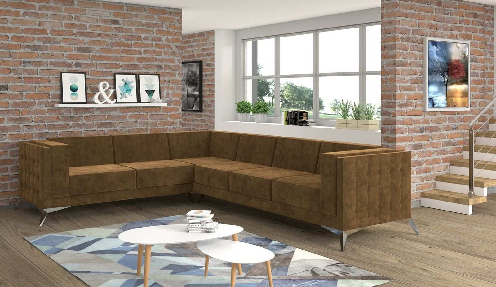 Modern Corner Sofa Fabric Sofa L Shape Upholstery Corner Set Living Landscape Couch Sofa