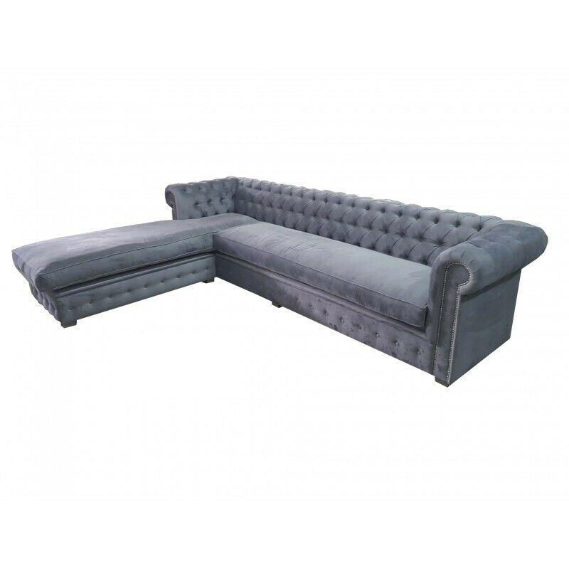 Velvet Corner Sofa Chesterfield Textile Fabric Corner Sofa Cushion Couch Corner Set