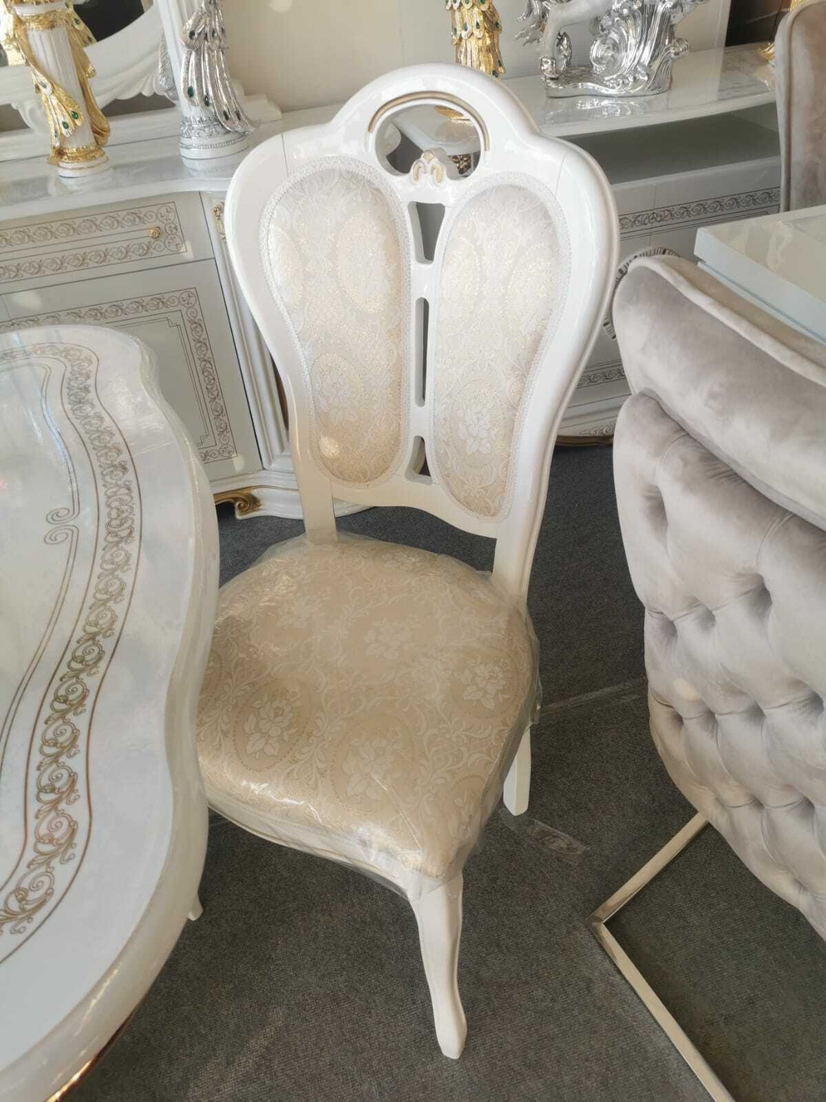 Living/dining room luxury rococo style gloss 1x-chair with soft seat, italian furniture
