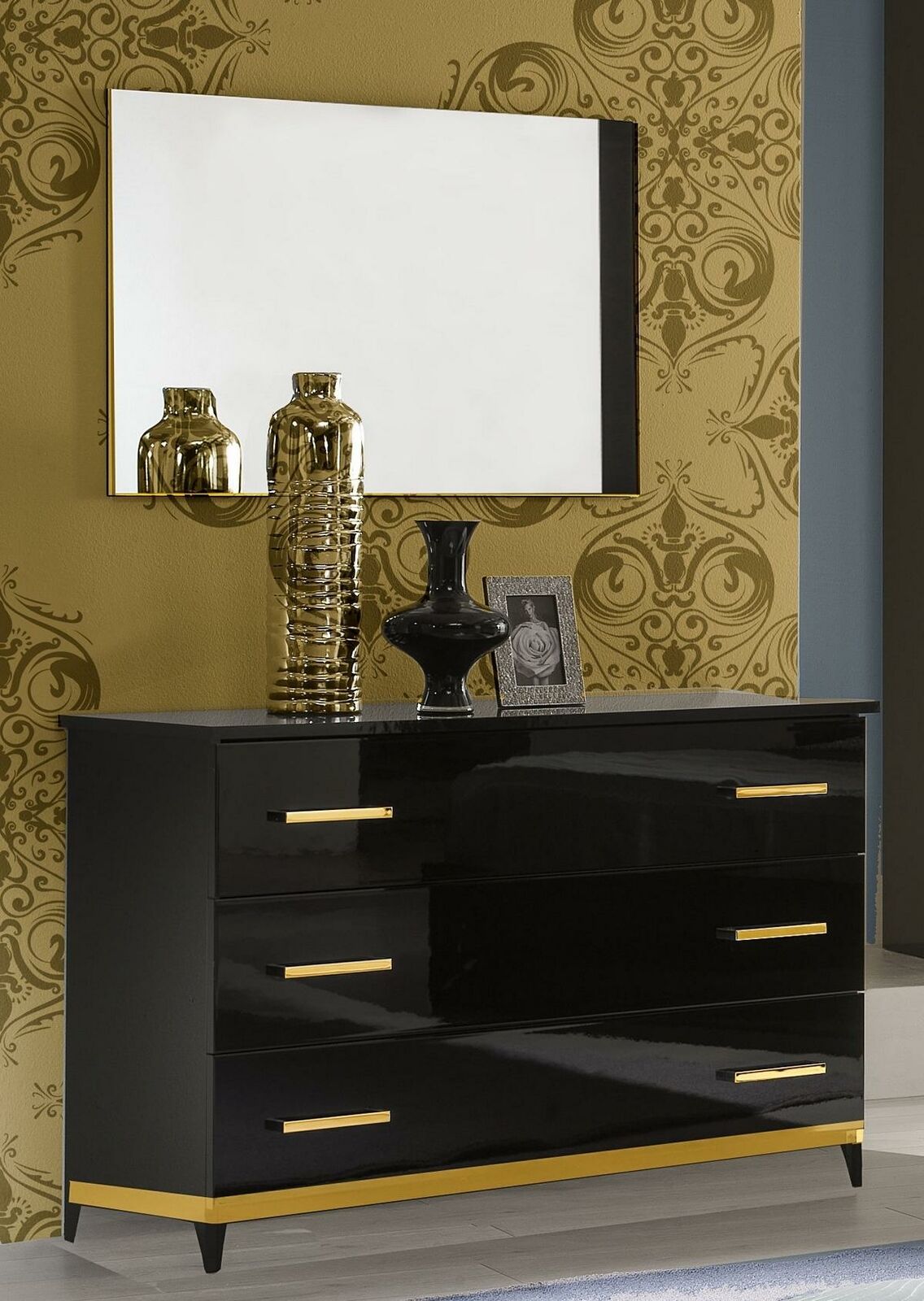 High Gloss Dresser Chest of Drawers Wood Mirror Sideboard Console