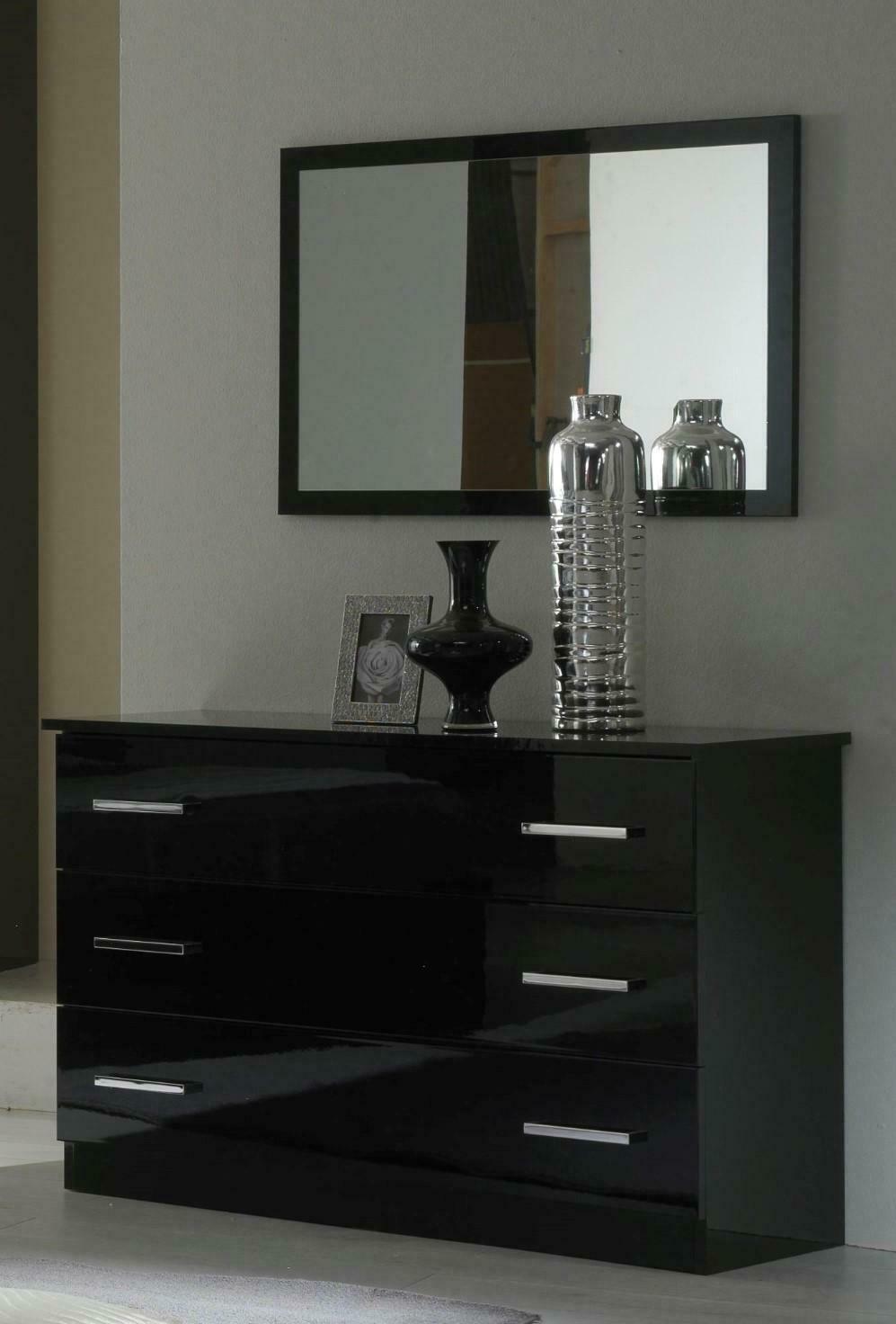 Modern style made of real wooden bedroom set of dresser with sliding drawers & wall mirror