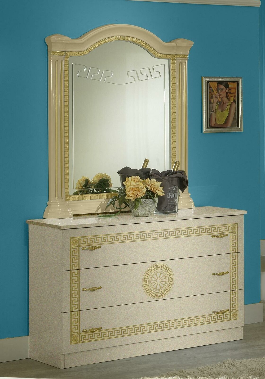 Mirror Chest of drawers Bedroom set Wood Classic style 2pcs.