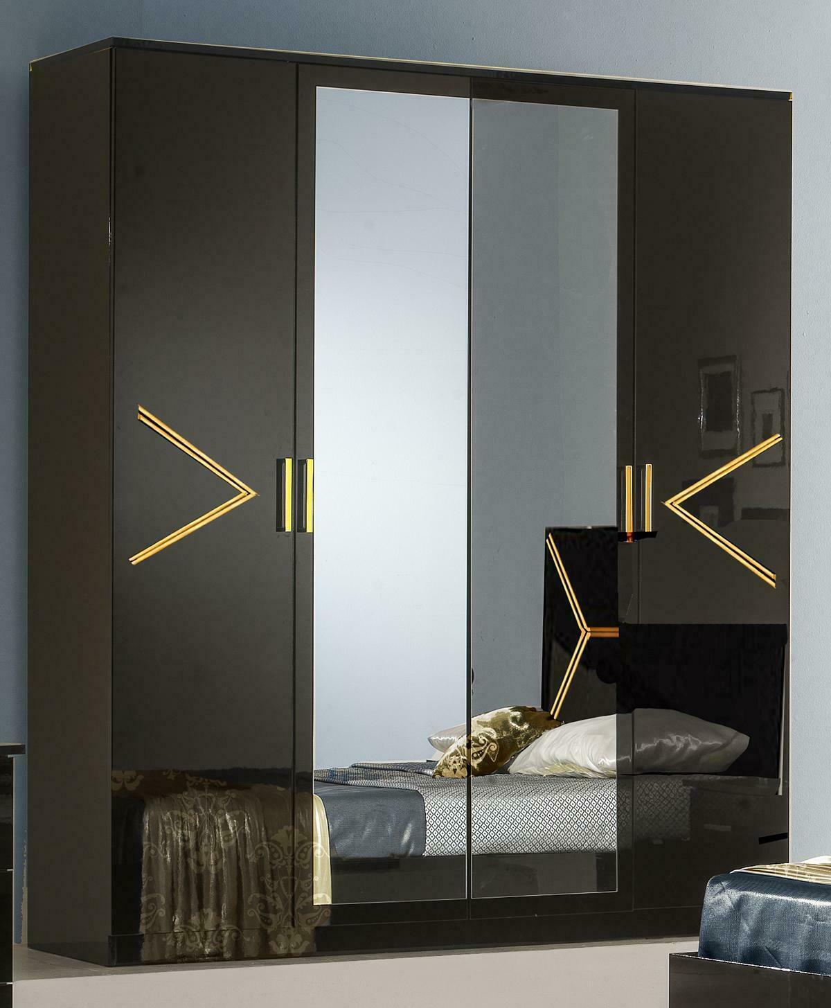 Modern style gloss luxury wardrobe with mirrors & swing doors, italian furniture