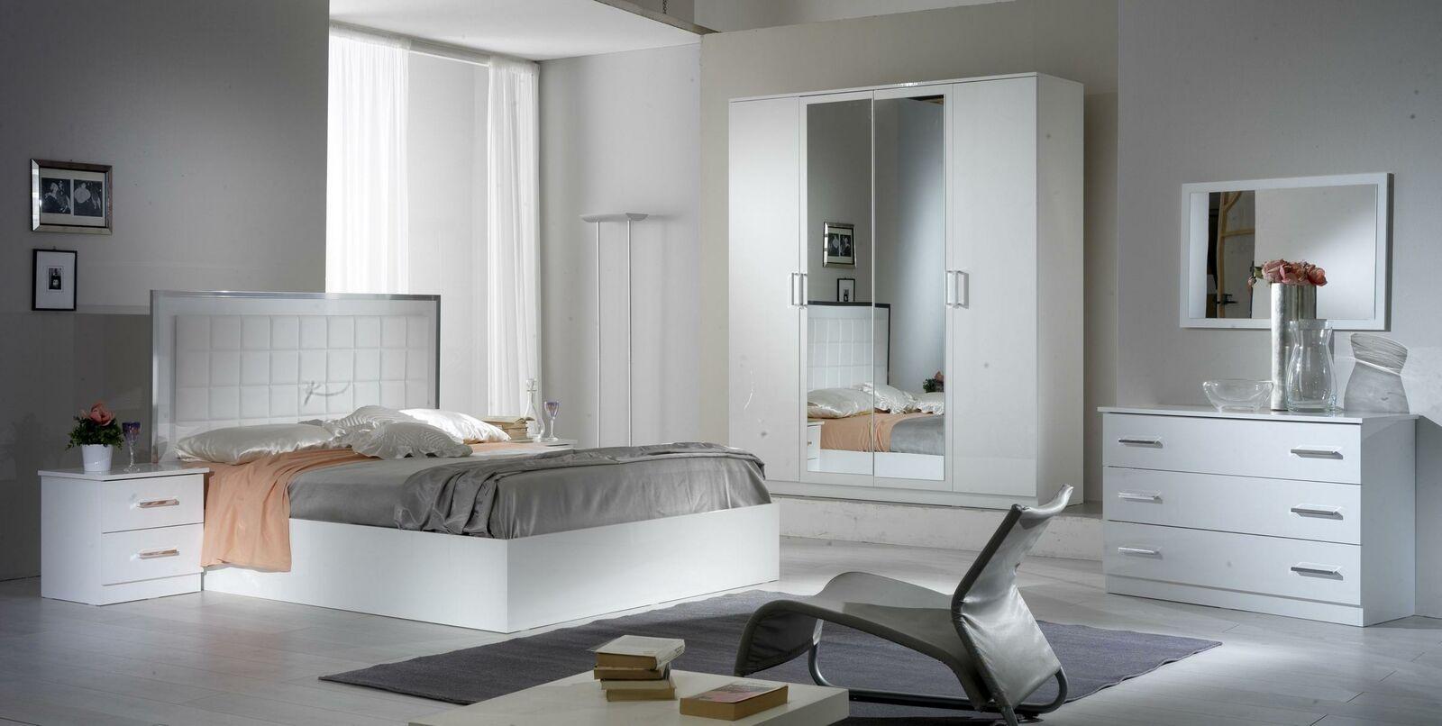 Modern style made of real wooden bedroom white wardrobe with mirrors & sliding drawers