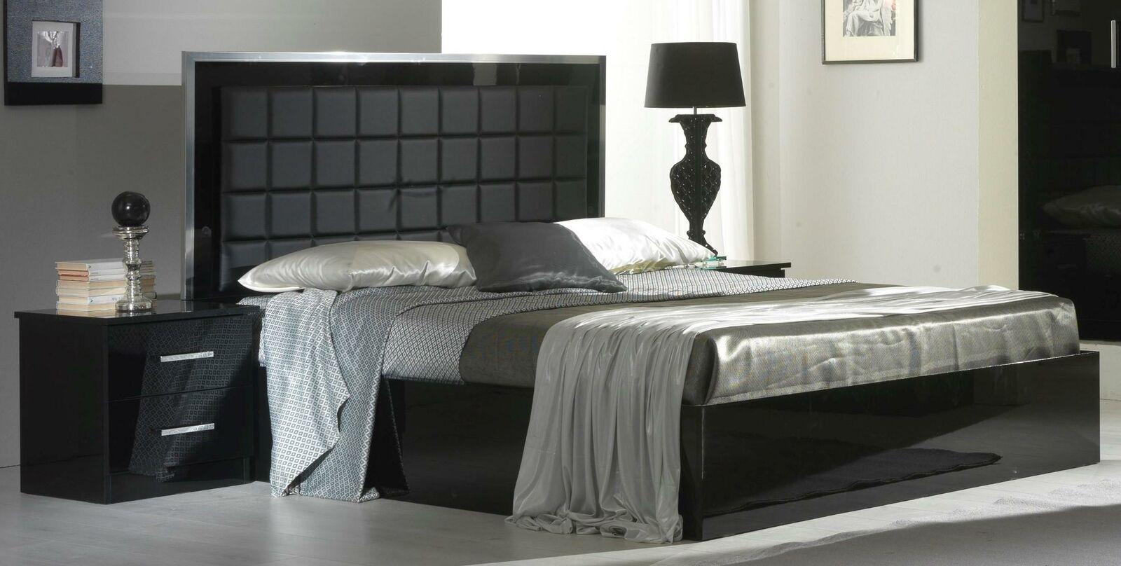 Modern style made of real wooden bedroom set of double bed & gloss bedside table