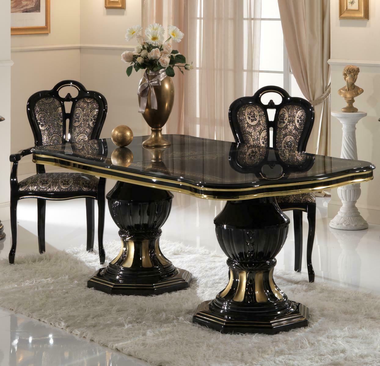 Baroque style made of real dining room rectangular massive gloss table