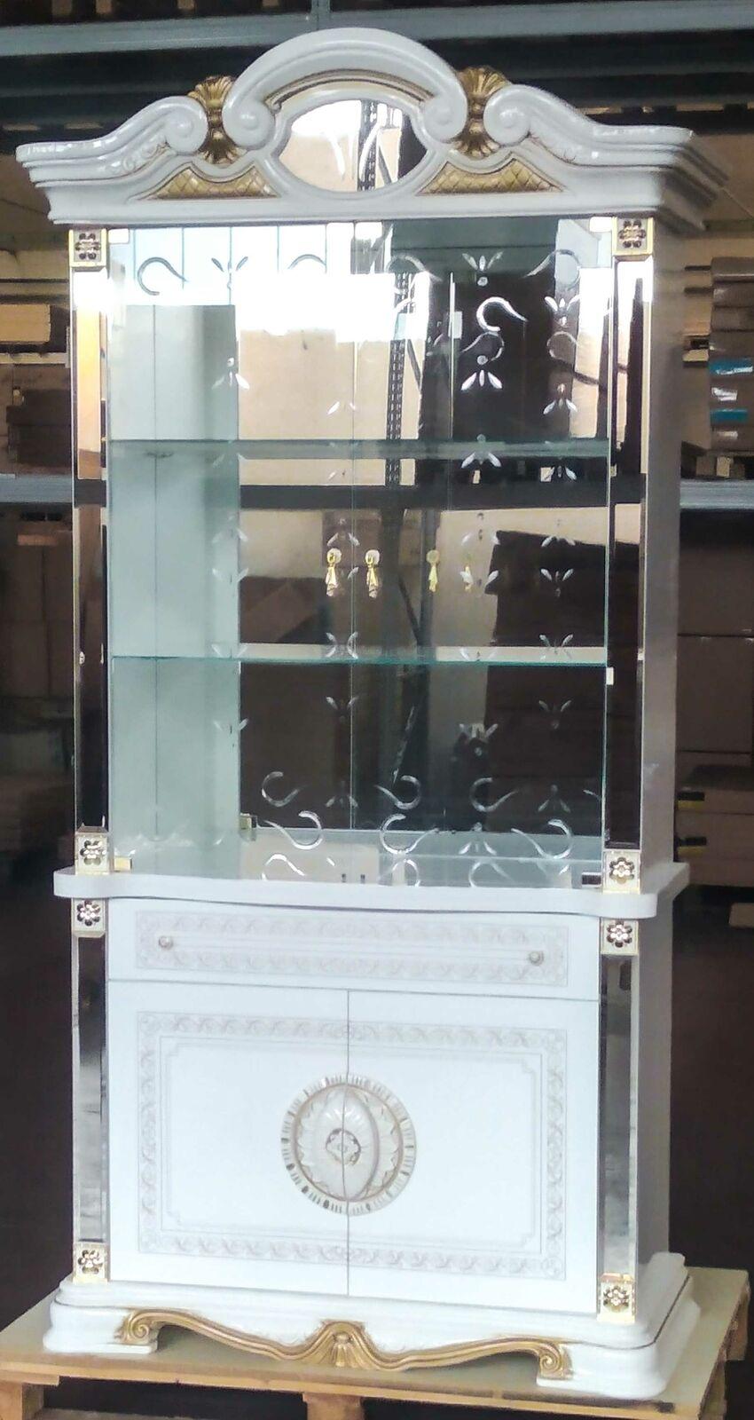 Luxury designed rococo style gloss showcase/cupboard with swing doors, Italian furniture