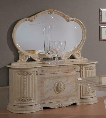 Classic rococo style white made of real wooden dressing table & oval mirror