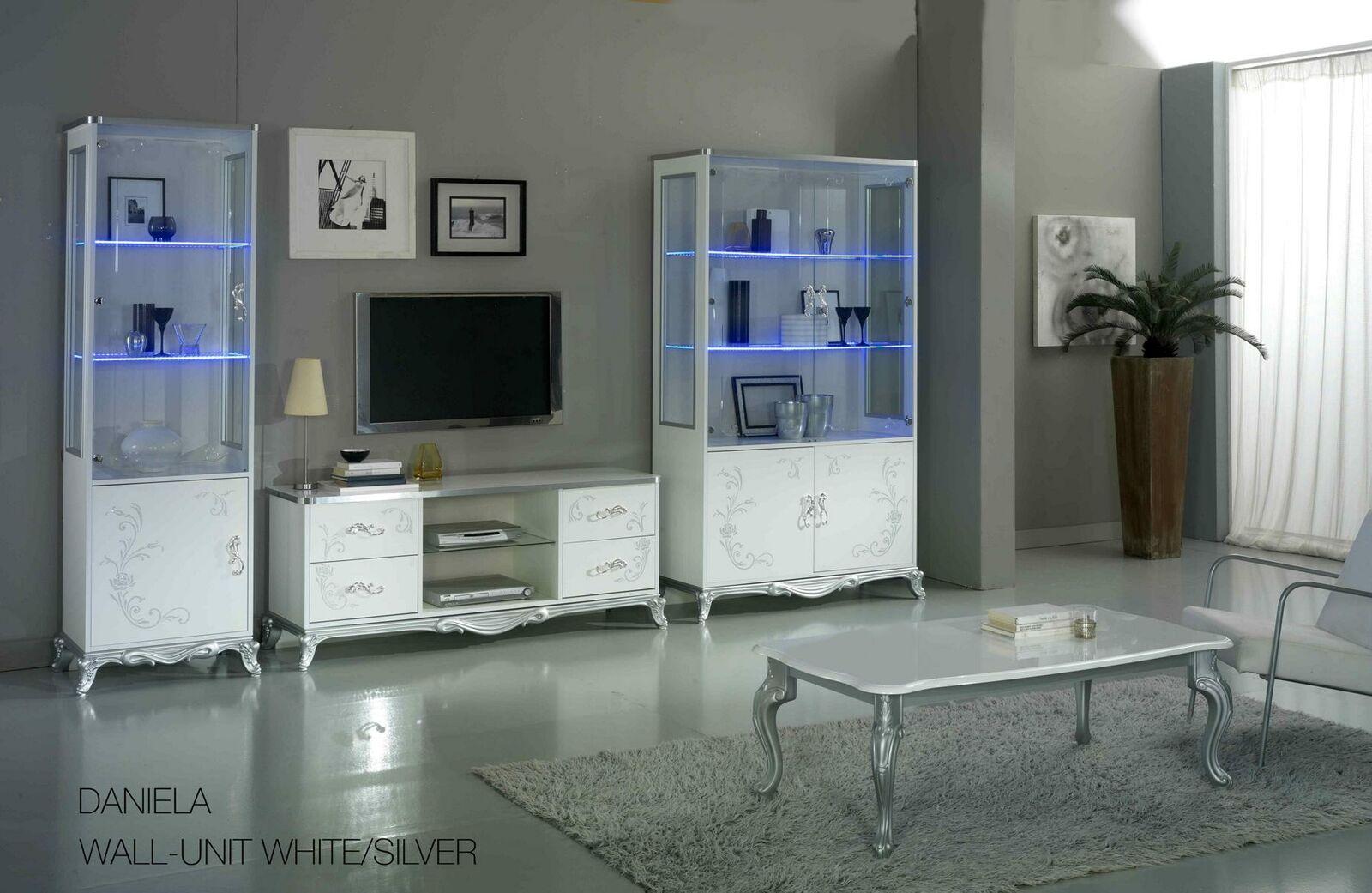 Living room set of TV lowboard, showcase with a glass swing door & showcase with 2-glass swing doors