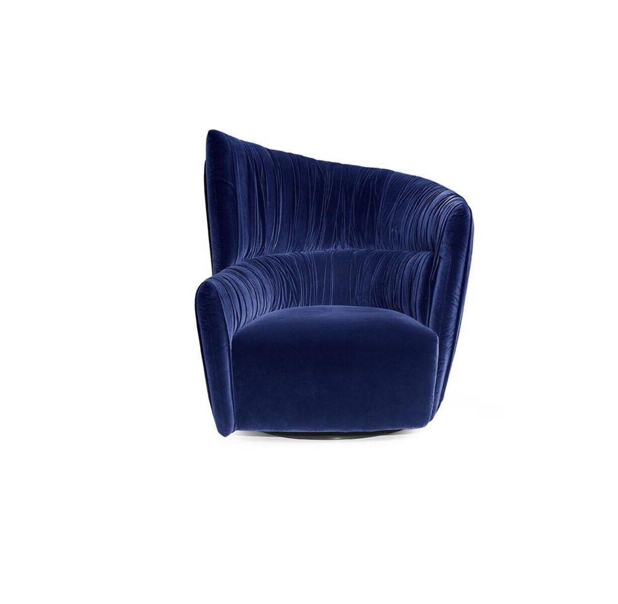 Armchair Luxury Design Furniture Blue Modern Style Design Textile Living Room Lounge New