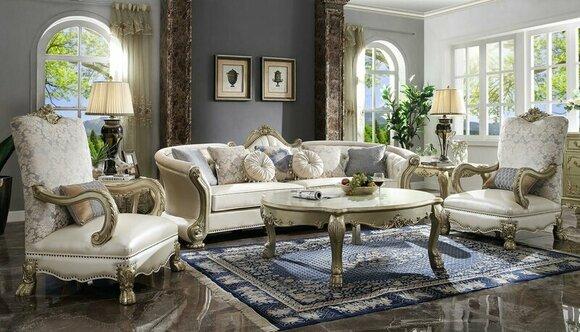 Classic Table Coffee Table Side Table Sofa Design Living Room Baroque 138x120