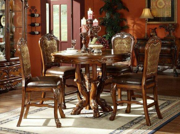 Round Dining Tables Round Designer Wood Dining Room Kitchen Table Brown 121 cm New