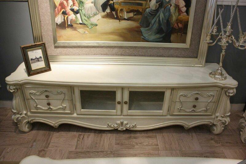 Sideboard TV Lowboard RTV Cabinet Table Living Room Wood Classic Baroque Glass