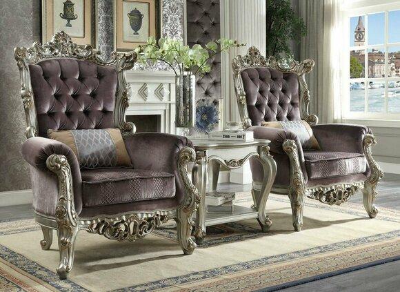 Cushion 1 Seater Antique Style Chairs Beige Wood Baroque Throne Royal Armchair