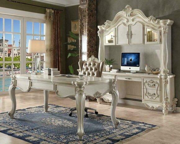 Office Set Furnishing Desk Table + Executive Armchair Baroque Rococo 2pcs.