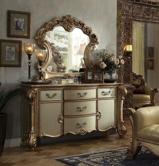 Buffet Sideboard Chest of Drawers Mirror Genuine Handcrafted Wood Baroque Rococo Chests of Drawers New