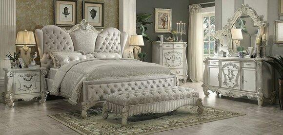 Classic baroque style chesterfield design double bed made of real wooden frame 180x200cm size