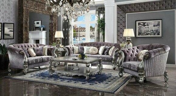 Sofa Three-Seater Sofas Couch Upholstery Set Leather Baroque Rococo Living Room Landscape