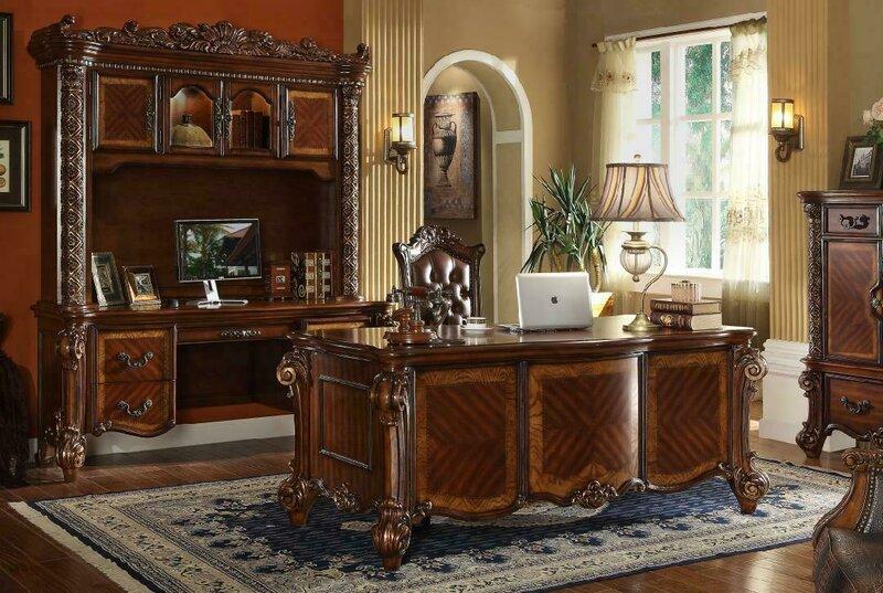 Office Classic Desk Shelf Secretary Computer Table Tables Shelves Wood