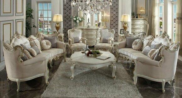 Half Round Four Seater Living Room Couch Textile Baroque Rococo Luxury Sofa Sofas New