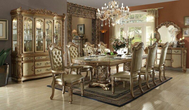 Royal 7pcs Dining Room Set Baroque Rococo Table 6x Chairs Chair new