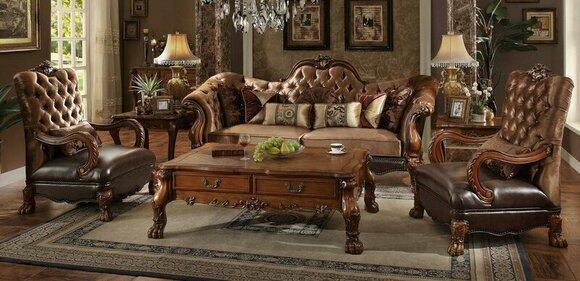 Design Sofa Set 3+1+1 Seater Coffee Table Side Table 6 Pcs.Living Room Set