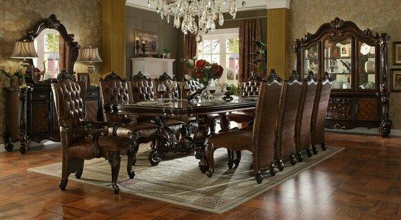 Complete Dining Table Group Dining Room Set 10 Armchairs Table Chair 11pcs