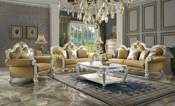 Classic sofa set 3+2+1 seater leather sofa couch leather 3 pieces. Set baroque new