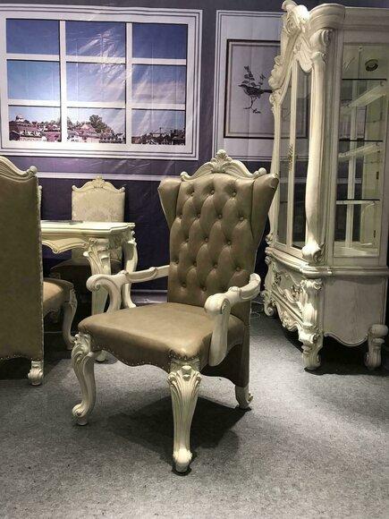 Chair Throne Armchair Set Dining Room Designer Wood Antique Style Baroque Rococo Leather