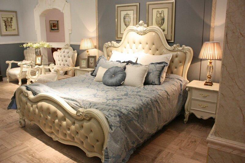 Classic baroque/rococo style chesterfield design massive marriage double bed 180x200cm size