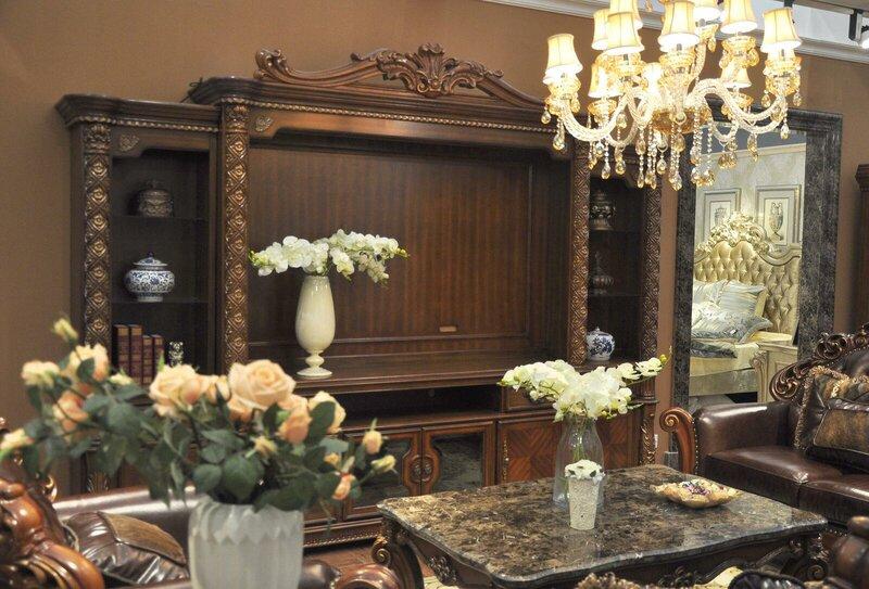 Baroque style made of real wooden massive showcase/cupboard for living/dining room