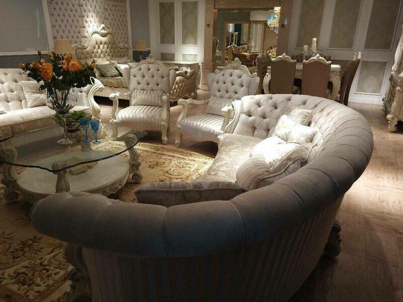 Living room set of 2x-4-seater rounded sofa & 2x-armchairs chesterfield design baroque style