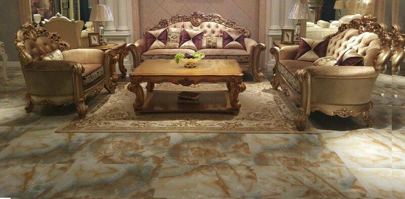 Baroque style made of real wooden 3+2+1 seater sofa set chesterfield design