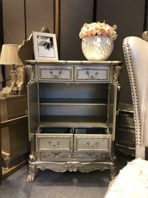 Baroque style made of real wooden chest of drawers & swing doors