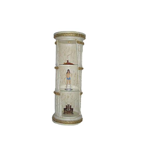Decorative showcase design as round ancient egyptian column with shelves & lights, 160 cm height