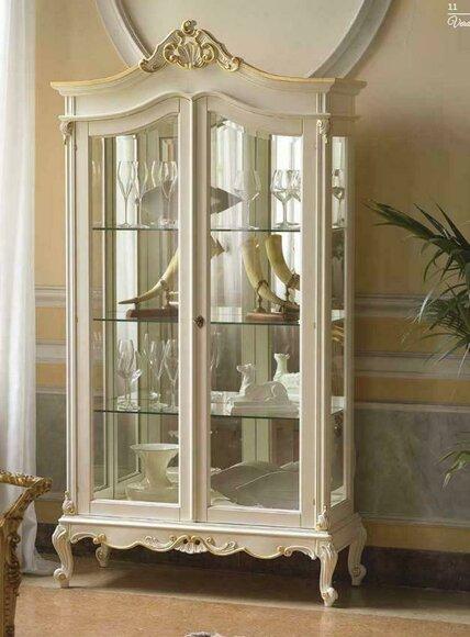 Display Cabinet Showcases Living Room Show Cabinets Design Baroque Rococo White Real wood