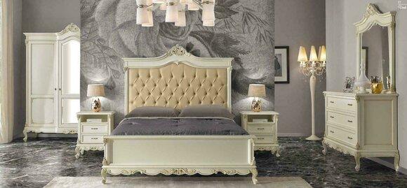 Italian baroque style furniture bedroom 5 pieces. Set bed sideboard bedside tables