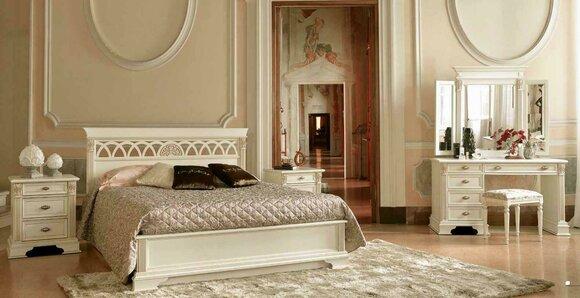 Luxury bedroom set 6 pieces. bed 2x bedside table dressing table designer furniture Real wood