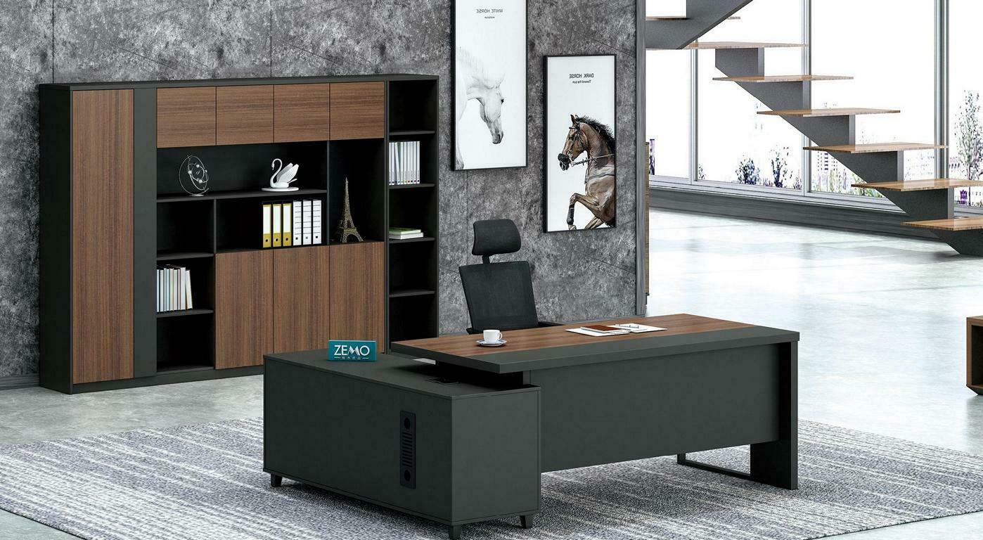 Design Corner Desk Filing Cabinet Office Furnishings Executive Room Furniture 2pcs Set