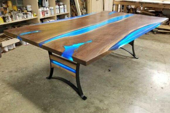 Dining Table River Table Real Wood River Table 260x110 Solid Tables Epoxy Resin