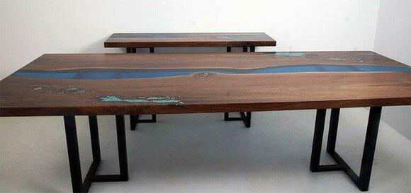 Dining Table River Table Real Wood Solid Epoxy Tables 260x100 New River Table