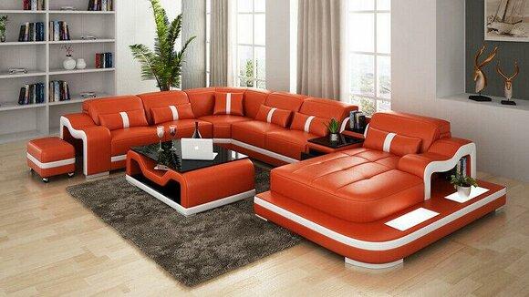 U Shape Sofa Couch Upholstery Living Set Corner Sofa Leather Corner Set New