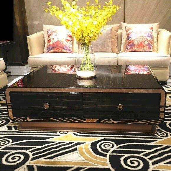 Design Wooden Table Noble Luxury Coffee Table Side Tables Table Rectangular Brown