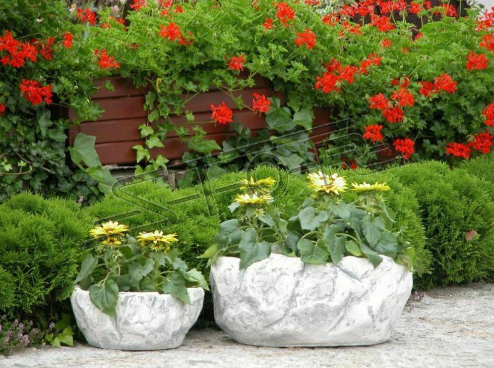 Decorative 2x-flower basket pots in modern style stone deigned, model - S204040
