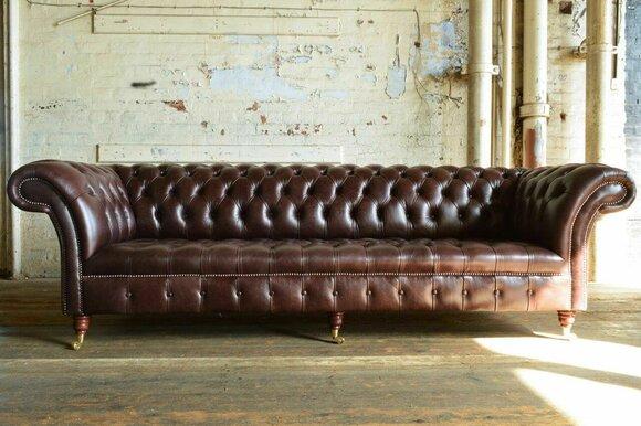 Sofa 4 seater Couch design Chesterfield Upholstery Seat Set Leather Textile New