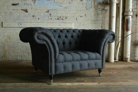 Design Chesterfield Fabric Couch Armchair Lounge Club 1.5 Seater Upholstery Sofas New