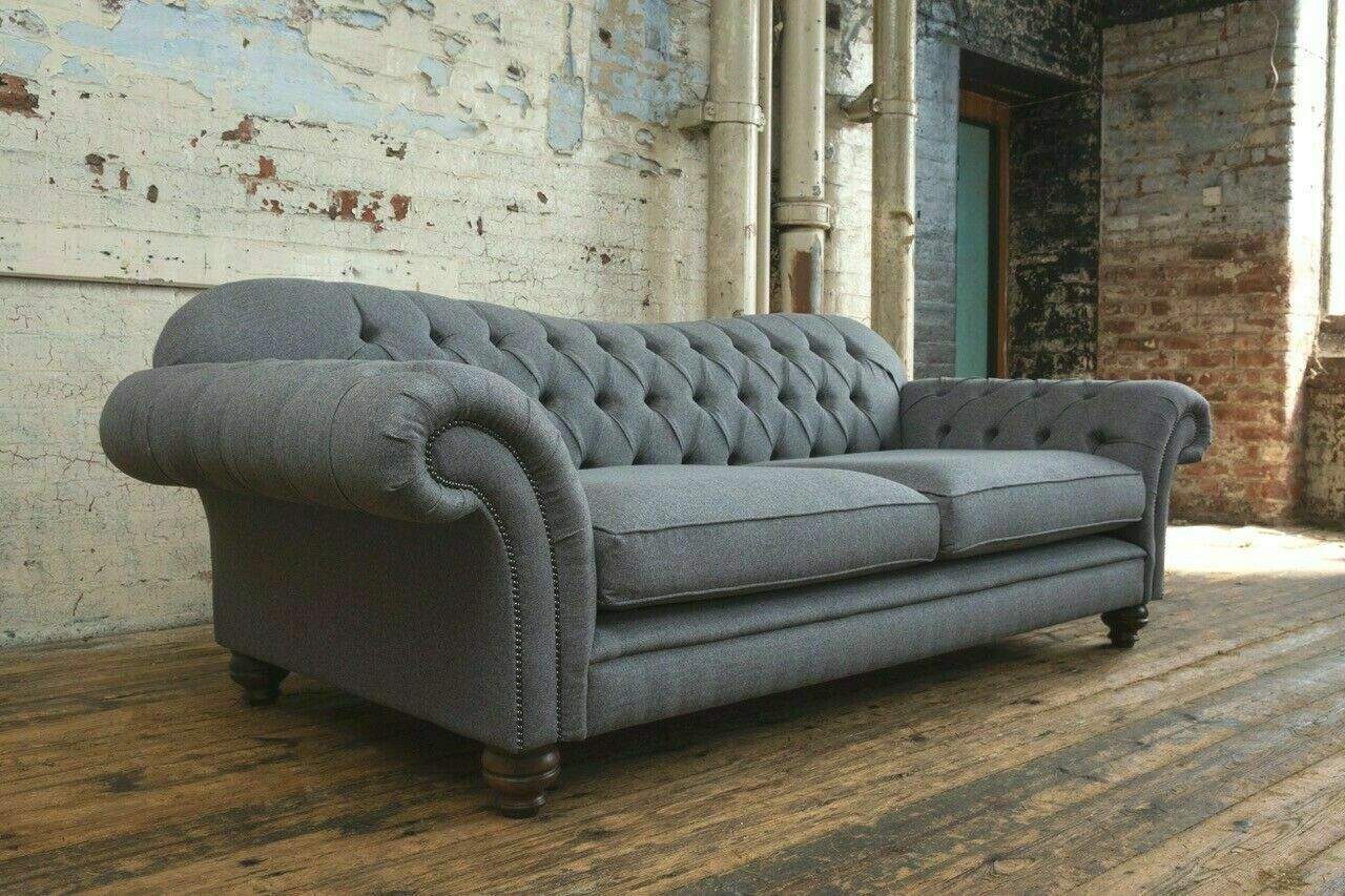 Sofa 4 seater couch design Chesterfield seat set leather textile upholstery new